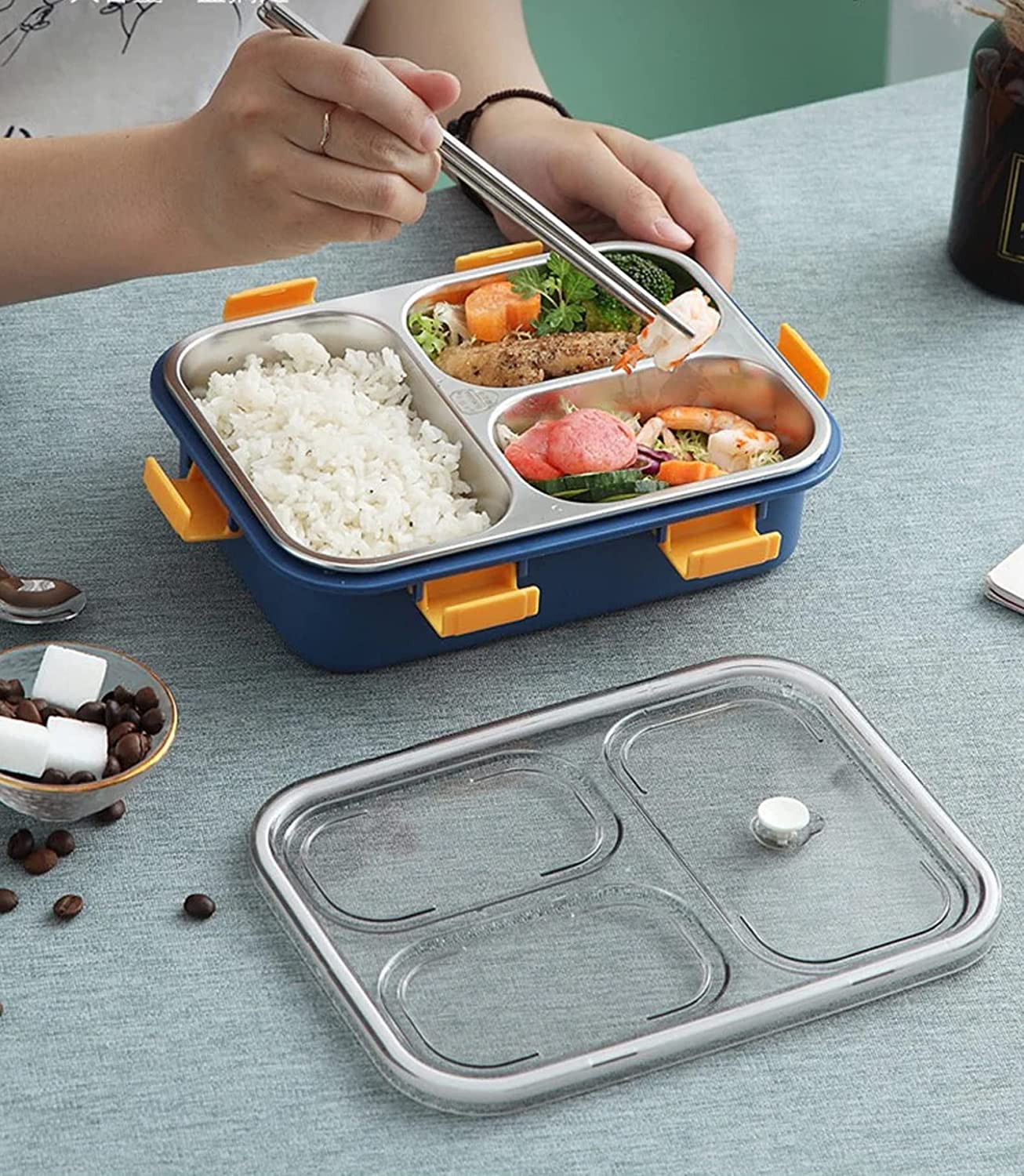 Lunch Boxes for Adults - Lunch Box for Kids with Spoon & Fork - Durable Perfect Size for On-The-Go Meal, BPA-Free (Multi Color) (3 Section) Lunch Boxes for Adults - Lunch Box for Kids with Spoon & Fork - Durable Perfect Size for On-The-Go Meal, BPA-Free (Multi Color) (3 Section)